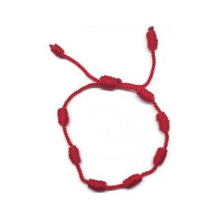 Pulsera 7 nudos cordón fino rojo